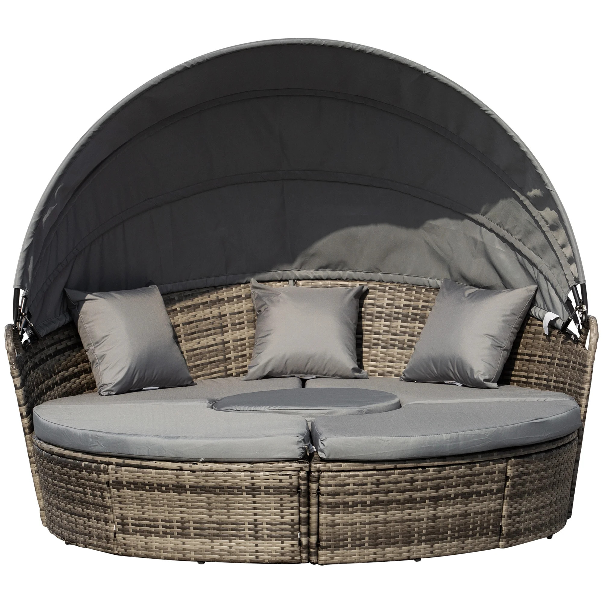 Outsunny Rattan Patio Furniture Set with Adjustable Canopy 4 Piece Gray | Walmart (US)
