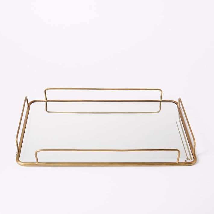 Fishs Eddy Gilded Cafe Brass Mirror Tray | West Elm (US)