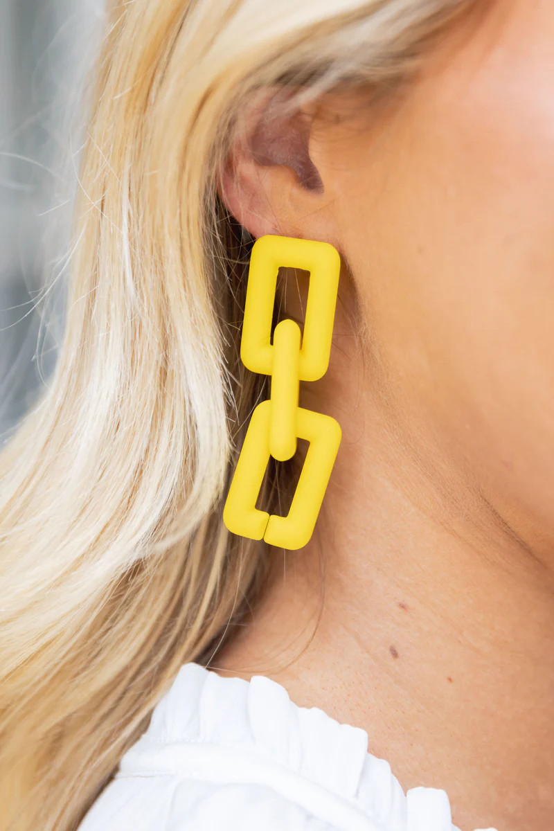 Geo Link Drop Earrings- Yellow | Avara