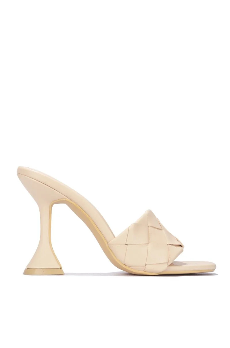 Cape Robbin AFFECTION Open Toe Mule Heels Mid Slip On Sandals Nude (6, Nude) | Walmart (US)