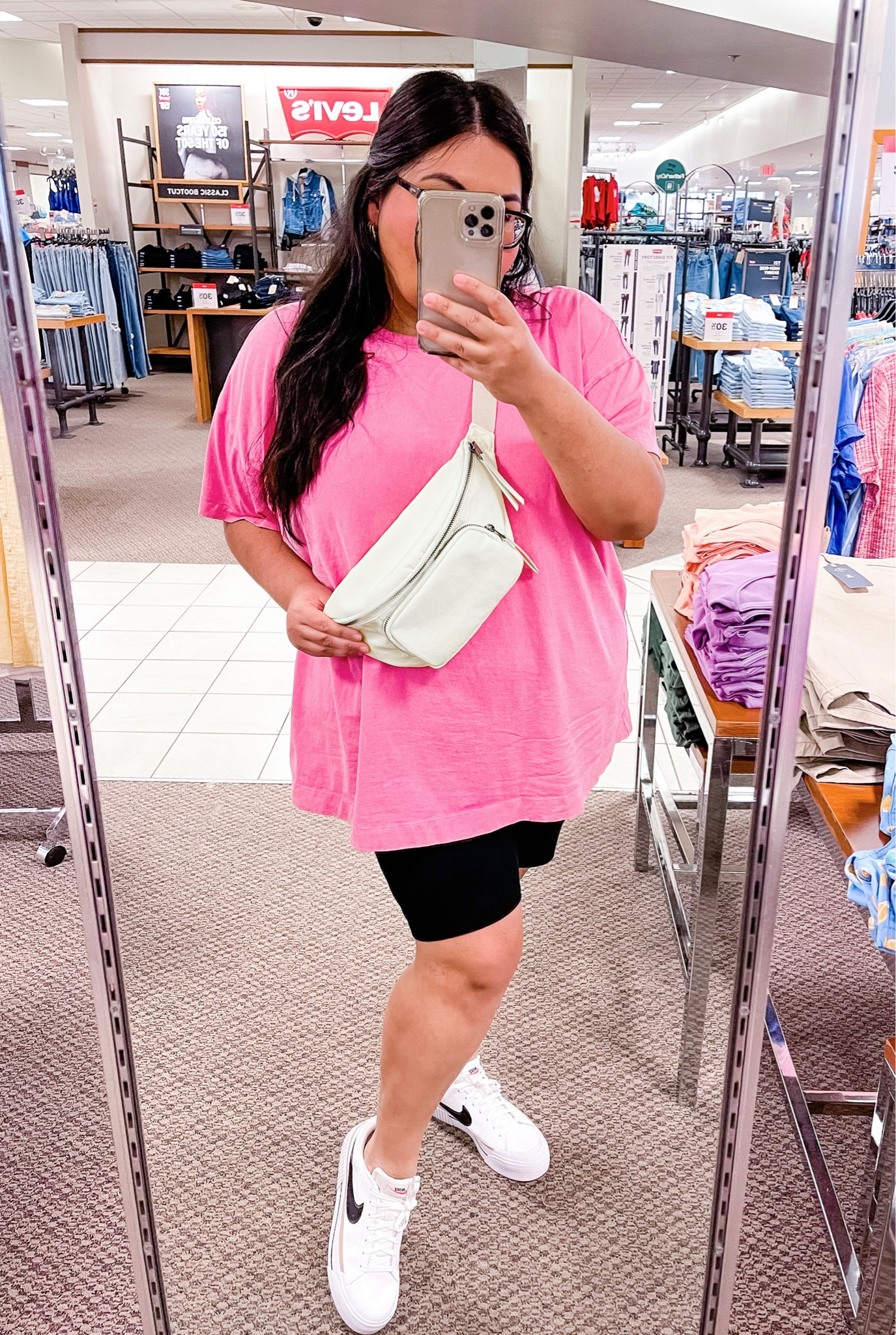 My favorite and most comfy summer outfit! 
Plus size outfit, target plus size, old navy plus size, Nike, casual outfit, biker shorts outfit, oversized t-shirt outfit, Fanny pack, belt bag 

#LTKSeasonal #LTKcurves #LTKFind