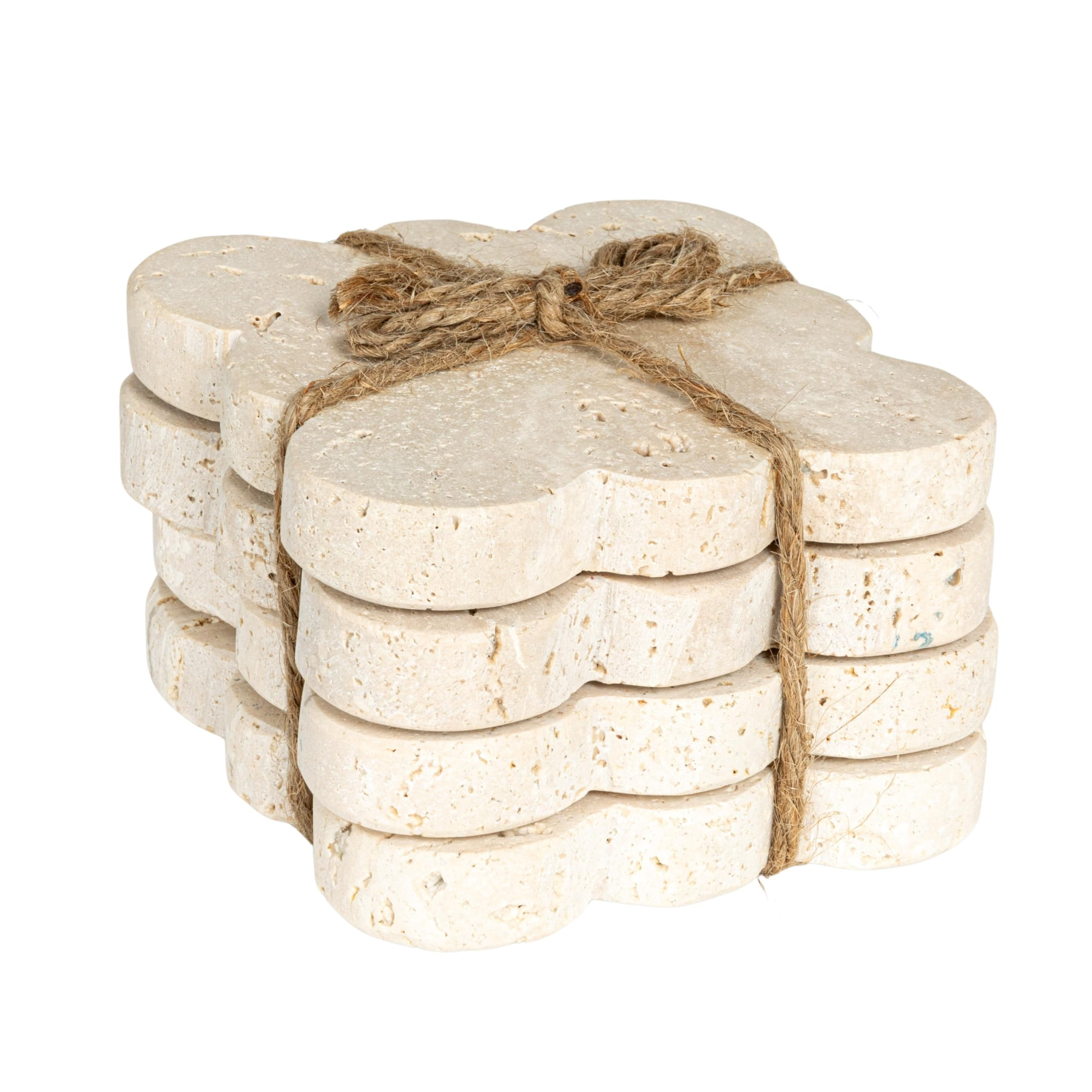Creative Co-Op Tuscan Elegance Travertine Coaster Set, Natural, Set of 4 | Amazon (US)
