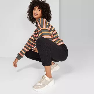 Women's High-Rise Sherpa Sweatpants - Wild Fable™ Black | Target