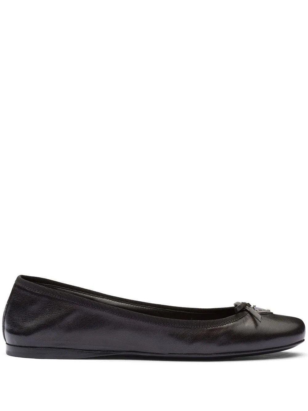 Prada triangle-logo Leather Ballet Flats - Farfetch | Farfetch Global