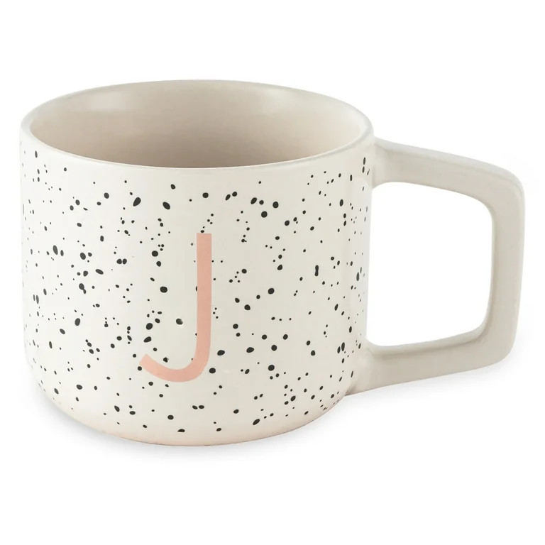 Thyme & Table 13.5 fl oz Monogram J White Speckled Stoneware Mug | Walmart (US)