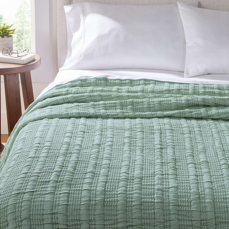 Better Homes & Gardens Luxury Gauze Reversable Cotton Polyester Bed Blanket, Green River, Full/Qu... | Walmart (US)