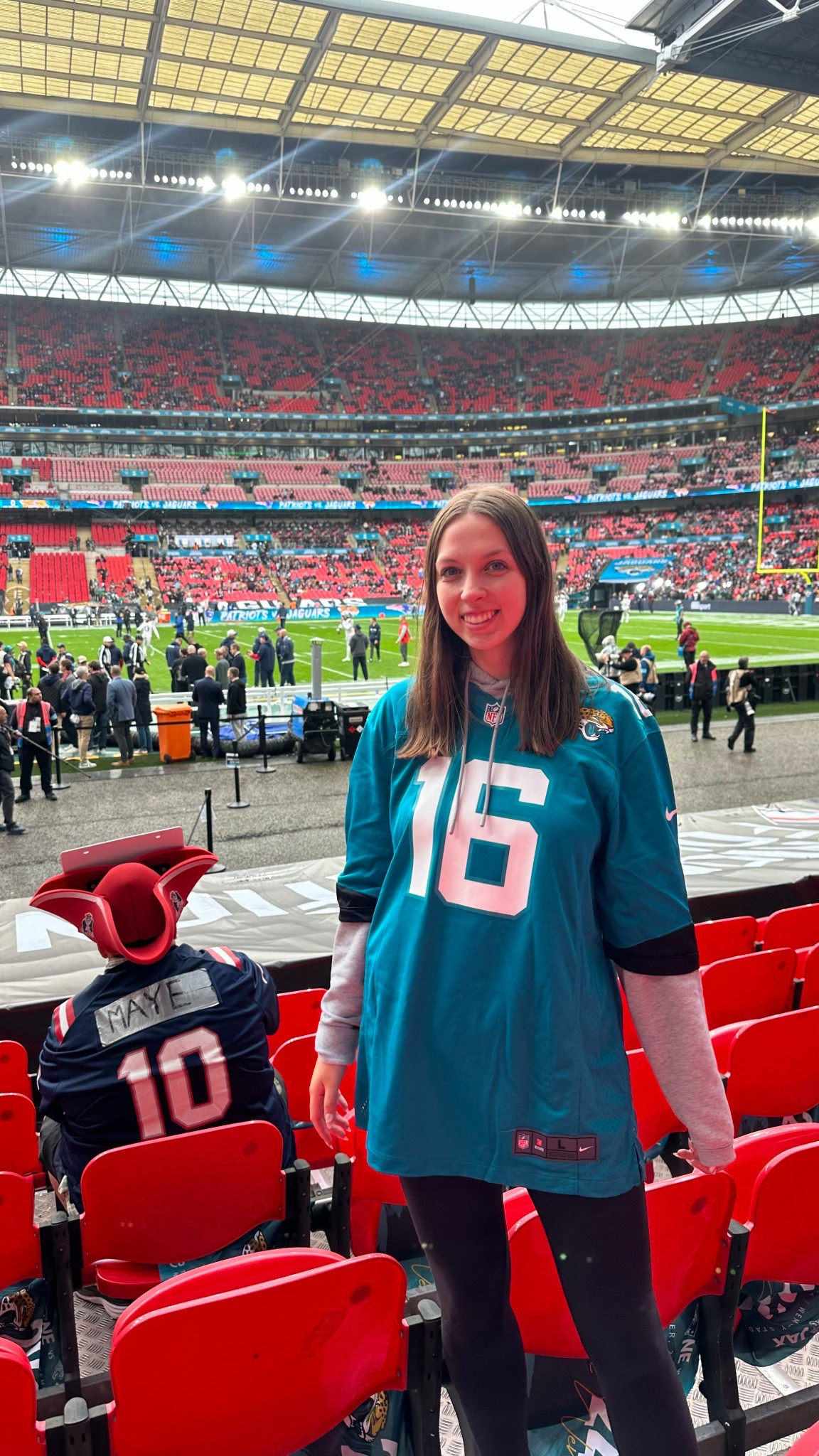 jaguars game day outfit!! got my trevor lawrence football jersey and paired it with a hoodie for the cool London weather, the perfect jersey chilly game day outfit! NFL Game day, love any Jacksonville Jaguars outfit pieces🤪

#LTKTravel #LTKTall #LTKSeasonal