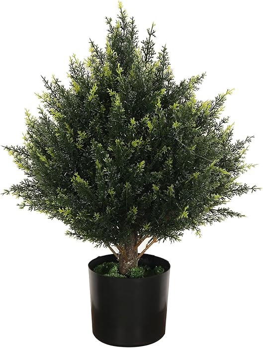 19” Artificial Cedar Outdoor Artificial Shrub Sunlight Resistant Leafy Potted Plant for Indoor ... | Amazon (US)