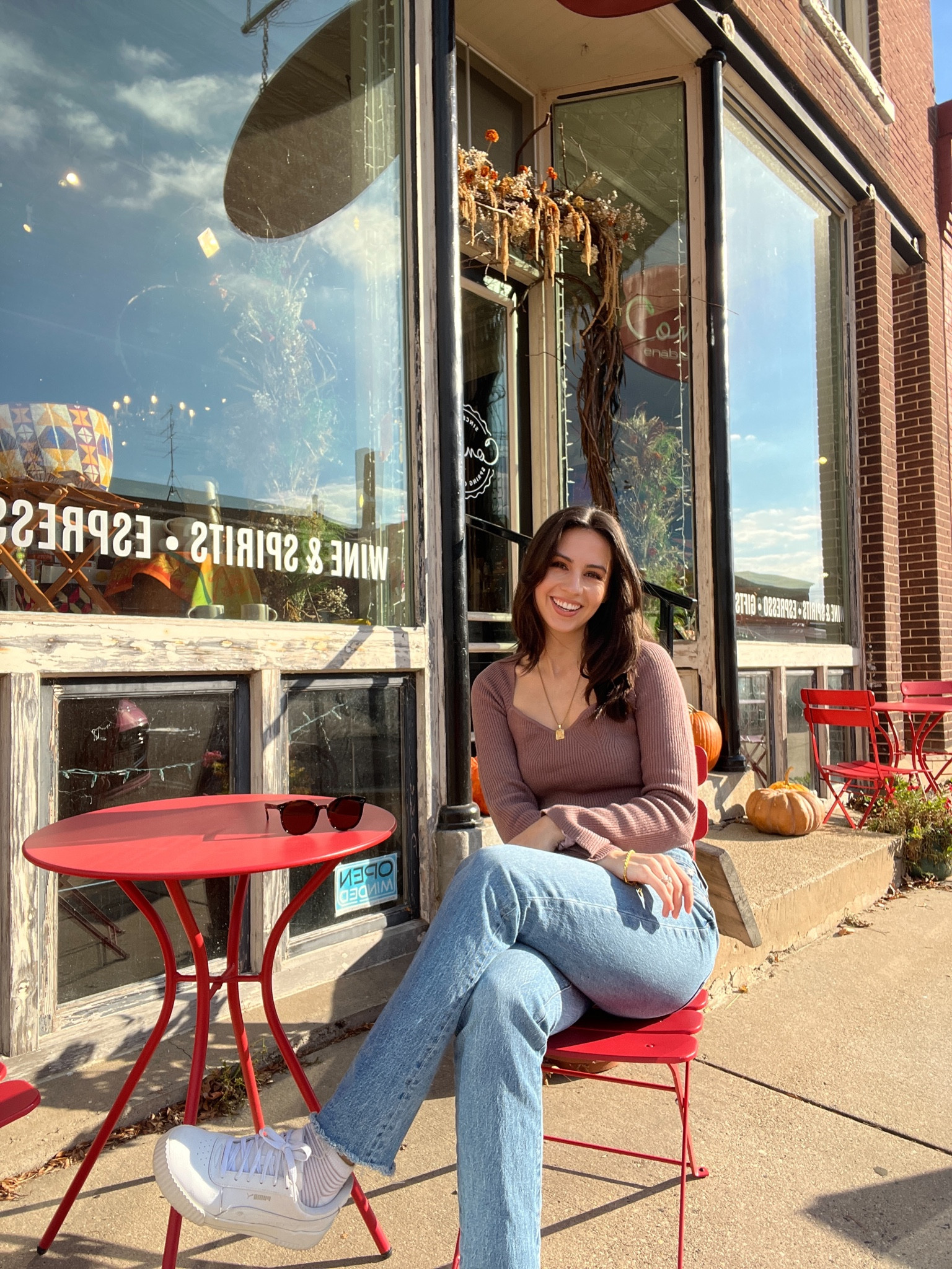 Fall sweater sweetheart neckline top fall top brown long sleeve top madewell jeans straight leg jeans medium wash jeans 

#LTKstyletip #LTKfit #LTKSeasonal