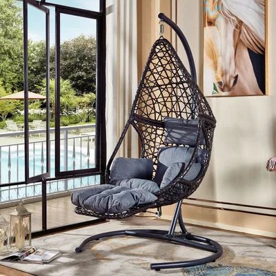 Sheppard Swing Chair with Stand Arlmont & Co. Color: Black/Gray | Wayfair North America