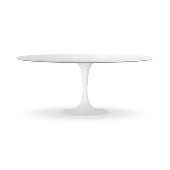 Tulip Pedestal Oval Dining Table, White Base, Ash Wood Stained White Top | Williams-Sonoma