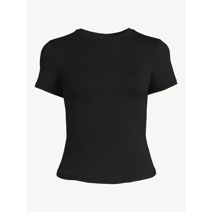 Scoop Women's Stretch Cotton Fitted Baby Tee with Short Sleeves, Sizes XS-XXL | Walmart (US)