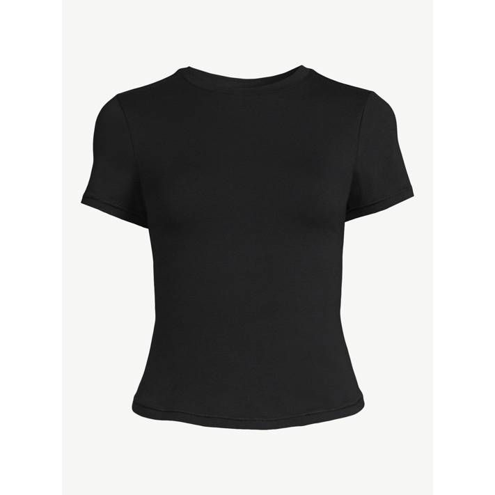 Scoop Women's Stretch Cotton Fitted Baby Tee with Short Sleeves, Sizes XS-XXL | Walmart (US)
