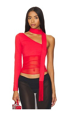NIIHAI Asymmetric Neck Tie Top in True Red from Revolve.com | Revolve Clothing (Global)