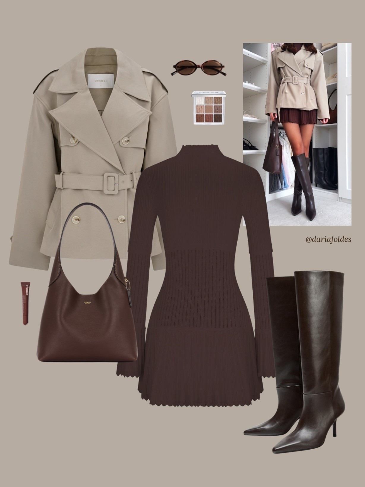 What I wore in my autumn outfit inspo video 🧸🍂 boots are from Zara 🤎

autumn outfit, fall outfit, cozy fall look, autumn style, autumn wardrobe essentials, trench jacket, brown knit dress, knee boots, brown tights, coach bag, chic accessories, casual chic, everyday outfit, layered outfit, chic fall outfit, neutral outfit, warm neutrals, classic fall outfit, versatile autumn outfit, autumn outfit ideas, cozy chic, fall outfit inspiration, stylish fall outfit, autumn layering, chic everyday look

#LTKStyleTip #LTKTall #LTKSeasonal