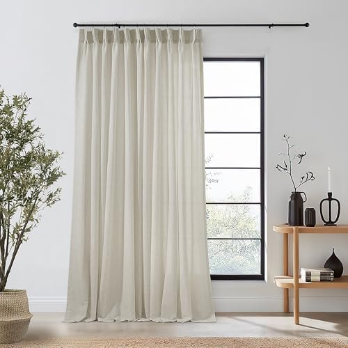 Extra Wide Oatmeal Pinch Pleated Linen Curtains 90 Inches Long 72 Inch Wide for Living Room Light... | Amazon (CA)