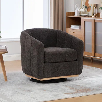 Modern 360° Swivel Chair, Upholstered Barrel Chair, Tufted Pumpkin-Shape Club Armchair for Living Room, Family Room, Bedroom, Lounge Area, Office | Wayfair North America