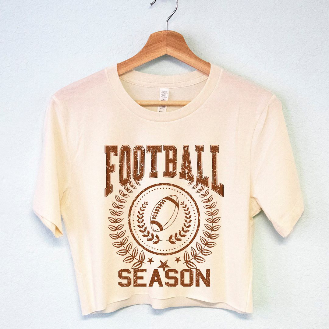 FOOTBALL SEASON Crop Top Shirt, Women's Football T-shirt, Tailgate Shirts for Women, Texas Footba... | Etsy (US)