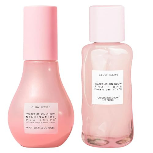 Glow Recipe Niacinamide Dew Drops Facial Serum & Illuminating Makeup Primer (40 ml) + Mini Watermelon Glow PHA + BHA Facial Toner & Pore Minimizer with Hyaluronic Acid (40 ml) | Amazon (US)