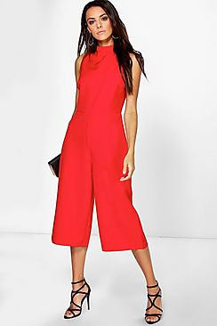 High Neck Woven Culotte Jumpsuit | Boohoo.com (US & CA)