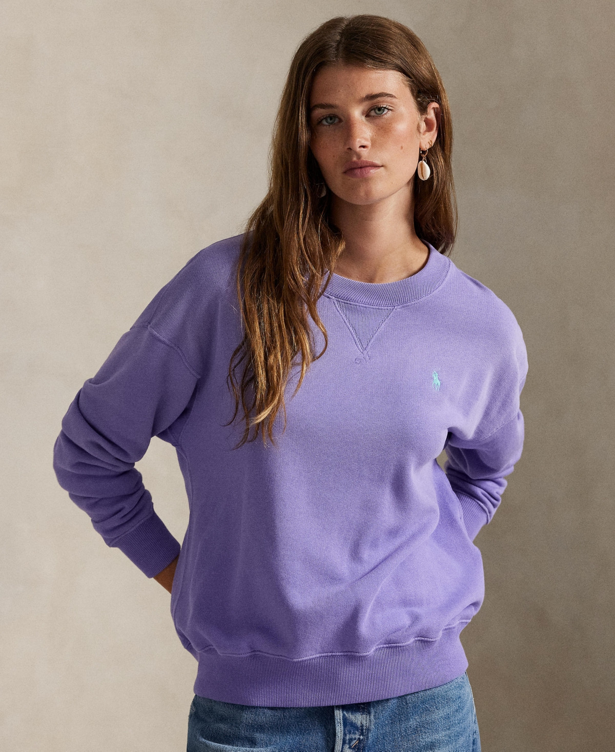 Polo Ralph Lauren Women's Lightweight Fleece Crewneck Sweatshirt - Pure Lilac | Macy's