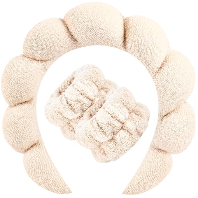 Zkptops Spa Headband for Women Sponge Makeup Skincare Headband Washing Face Wristband Set Terry C... | Amazon (US)