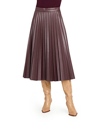 Women's Long Leather Pleated Skirt | Macy's