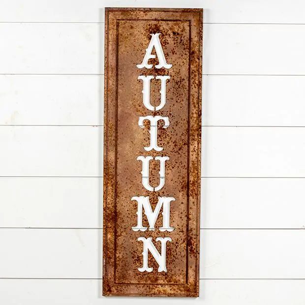 Framed Autumn Metal Cutout Sign | Antique Farm House