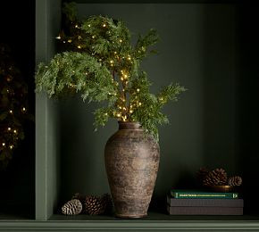 Faux Lit Green Cedar Branch | Pottery Barn CA