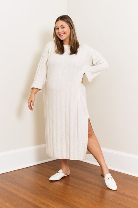 Non-maternity sweater dress from H&M, wearing size L. Linked similar styles! 

#LTKcurves #LTKfit #LTKFind