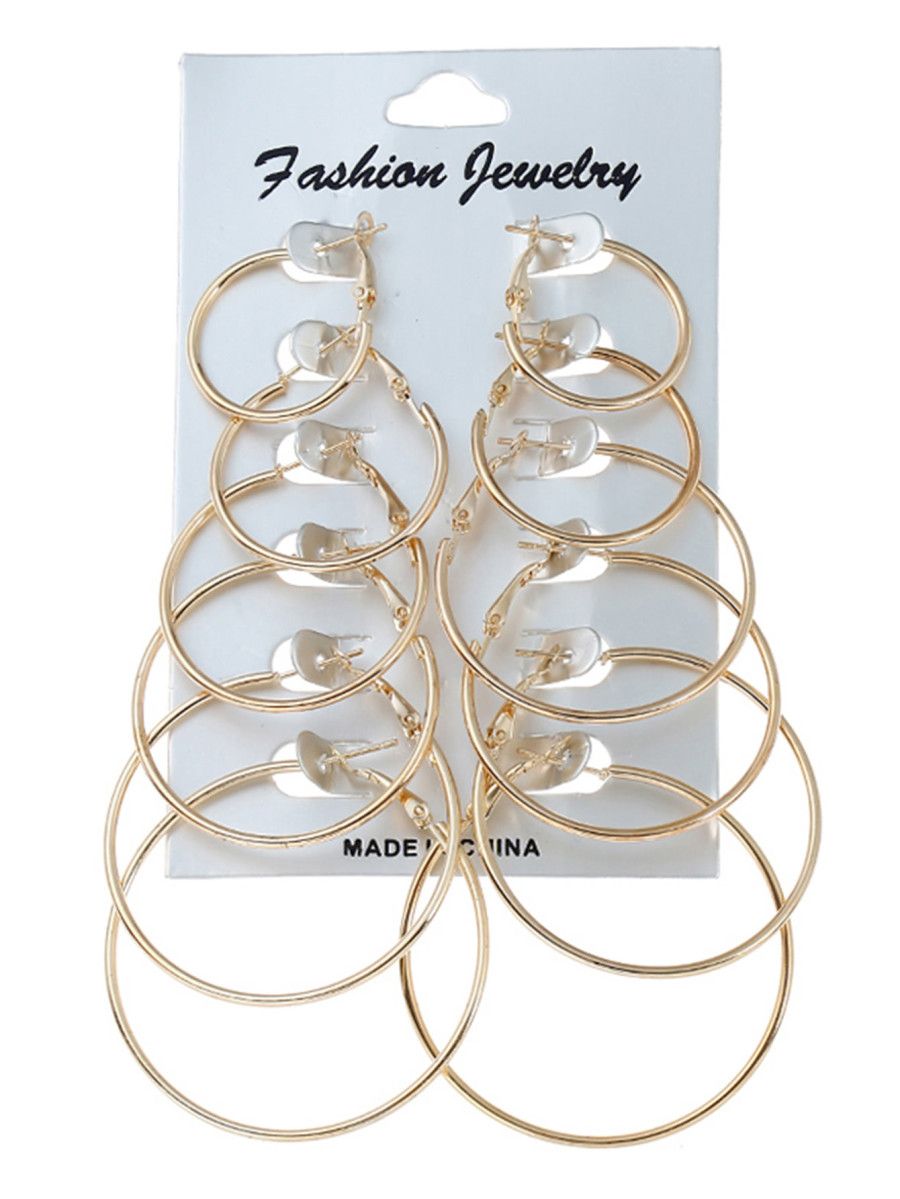 Mixed Sized Design Hoop Earring Set 6pairs | SHEIN