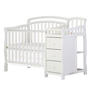 Dream On Me Casco 4-in-1 Convertible Mini Crib and Changing Table in White | Cymax