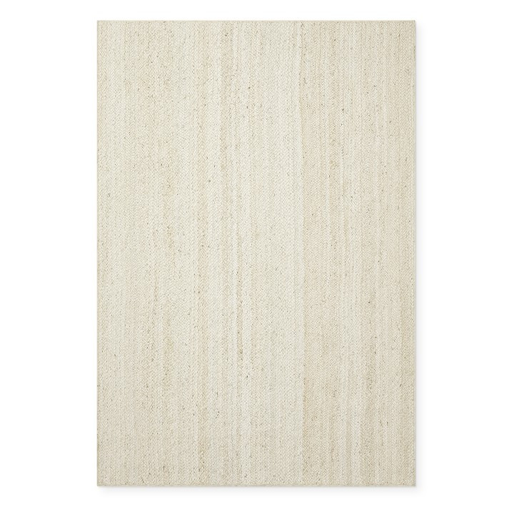 Hand Braided Jute Rug, 4' X 2', White, Serged Edge | Williams-Sonoma