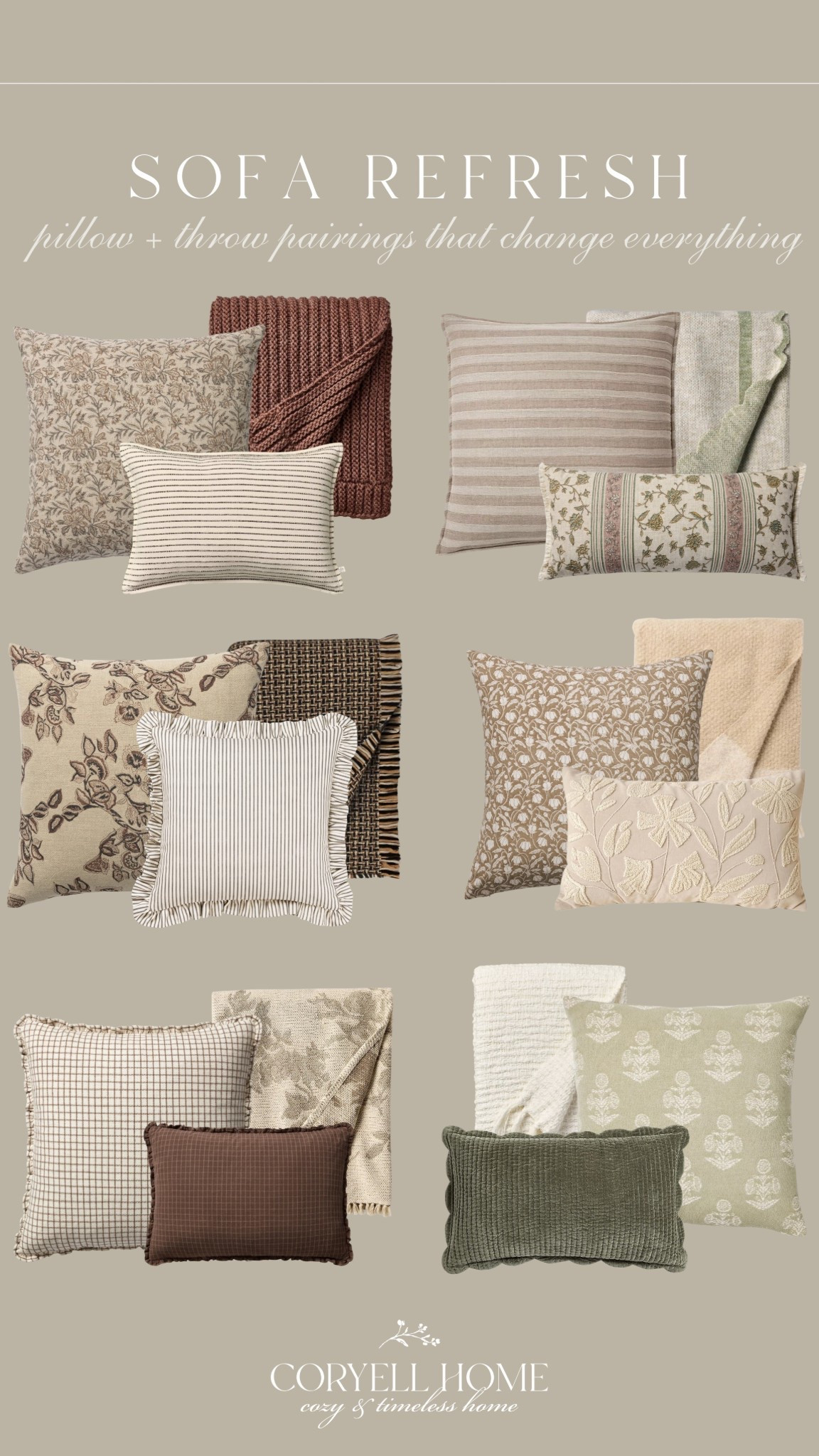 Sofa Refresh! 🤎 Loving these throw pillows and throw blanket pairings for a living room winter refresh. 🤍❄️ 

#LTKFindsUnder100 #LTKHome #LTKFindsUnder50