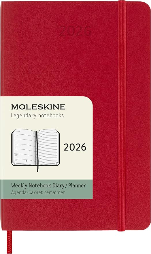Moleskine Classic 12 Month 2026 Weekly Planner, Soft Cover, Pocket (3.5" x 5.5"), Scarlet Red, 14... | Amazon (US)