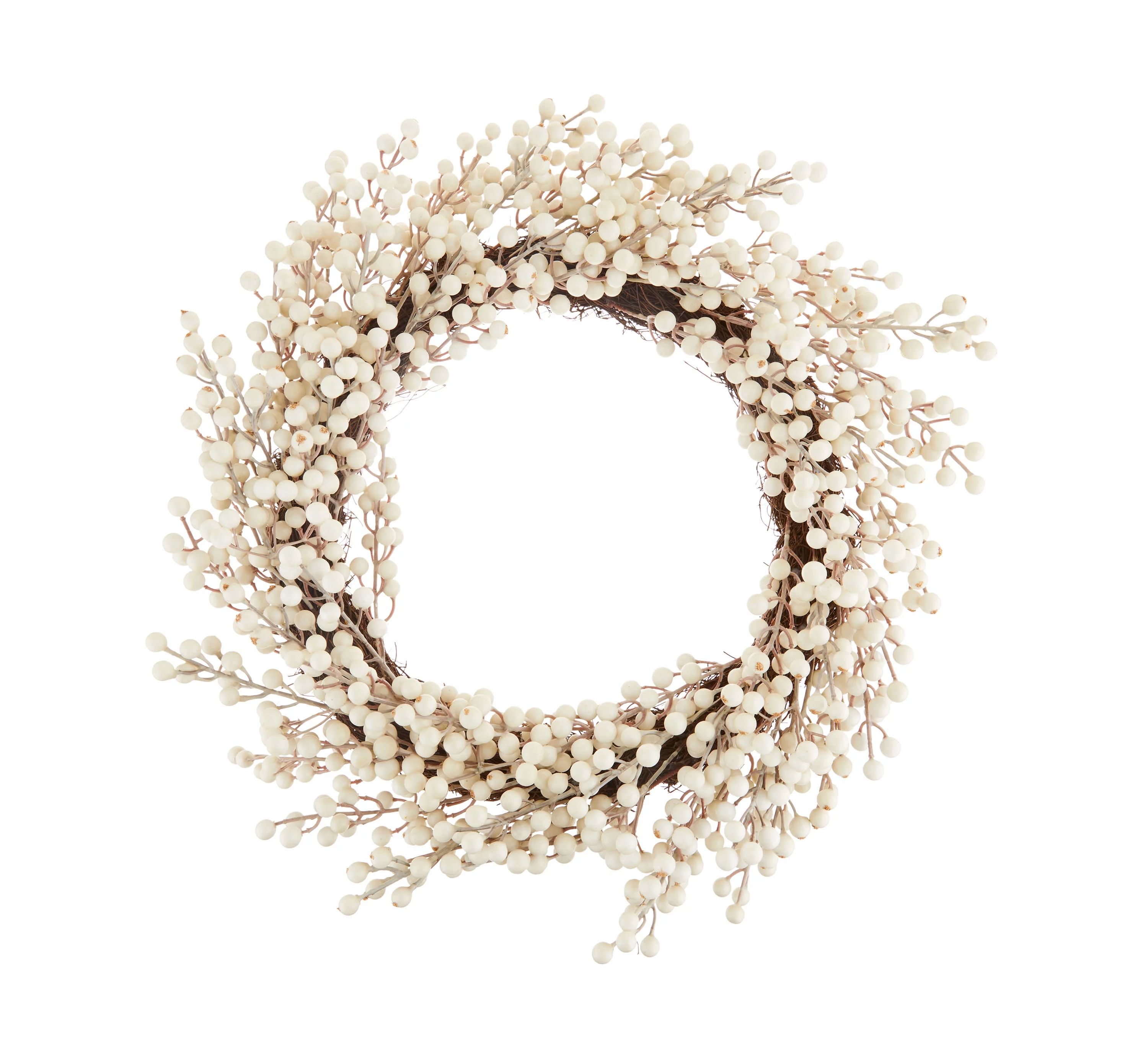 White Ilex Berry Artificial Christmas Wreath, 24 in x 24 in, by Holiday Time - Walmart.com | Walmart (US)