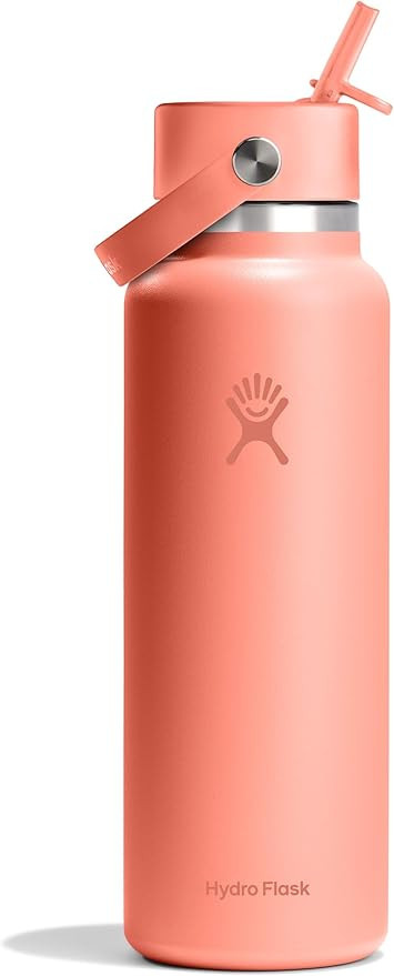 Hydro Flask Water Bottle - Insulated Stainless Steel - Wide Mouth Flex Straw Lid, Non Spill, Leak... | Amazon (US)