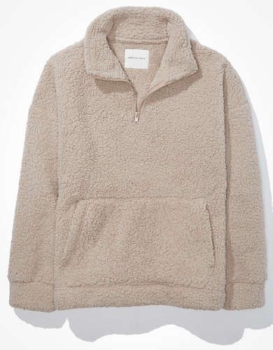 AE Sherpa Quarter Zip Up Sweatshirt | American Eagle Outfitters (US & CA)
