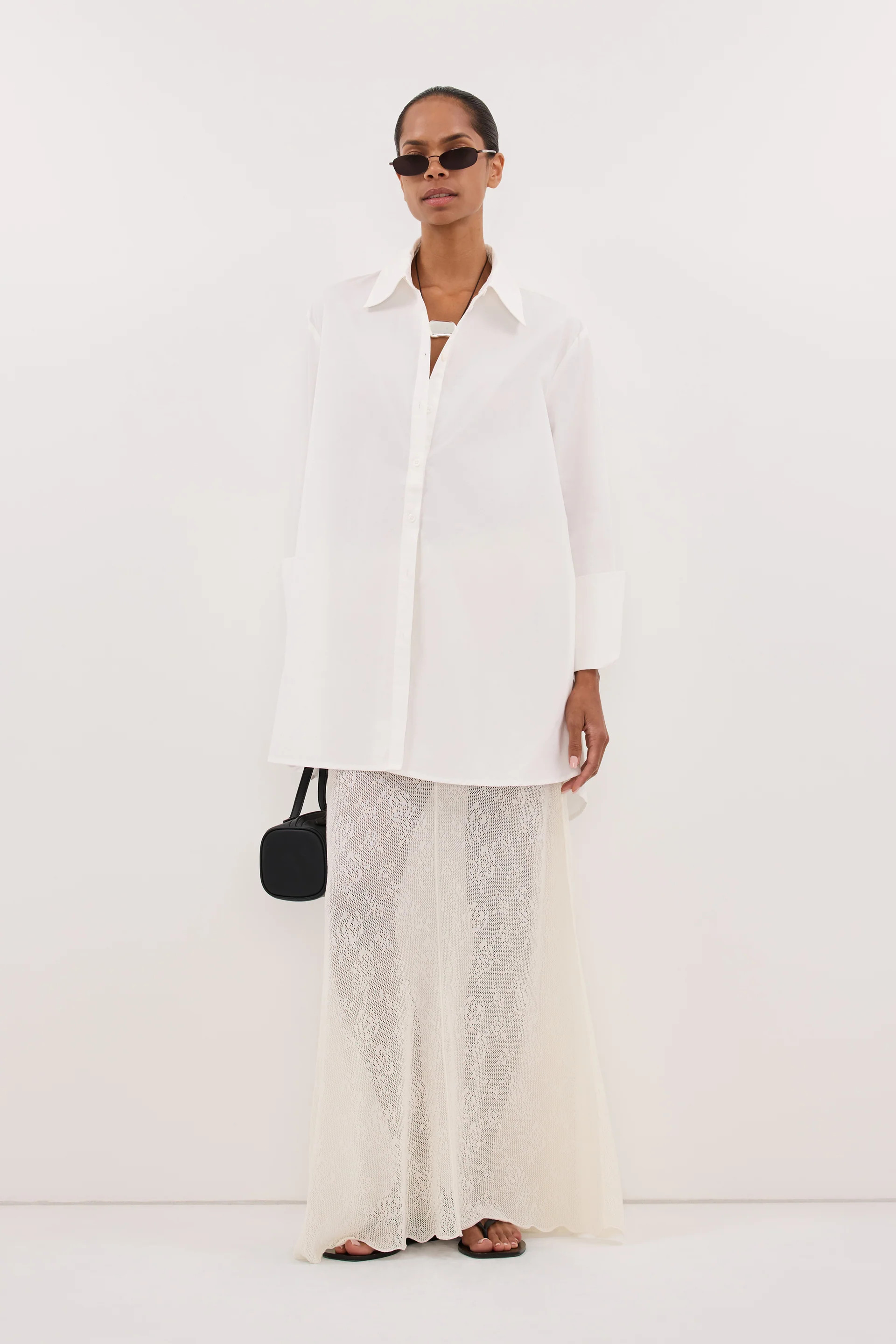 DELIA OFF WHITE LACE MAXI SKIRT | DISSH