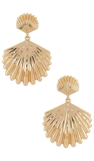 Ettika Sun Drenched Shell Earrings in Clear Crystal & Gold. Size all. | Revolve Clothing (Global)
