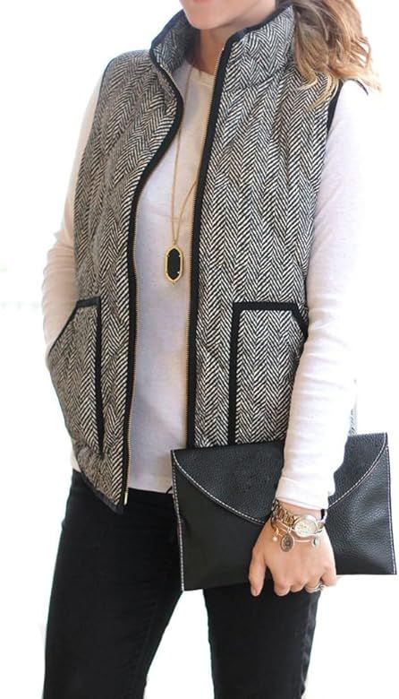 Women's Slim Fall Quilted Herringbone Puffer Vest with Zipper | Amazon (US)