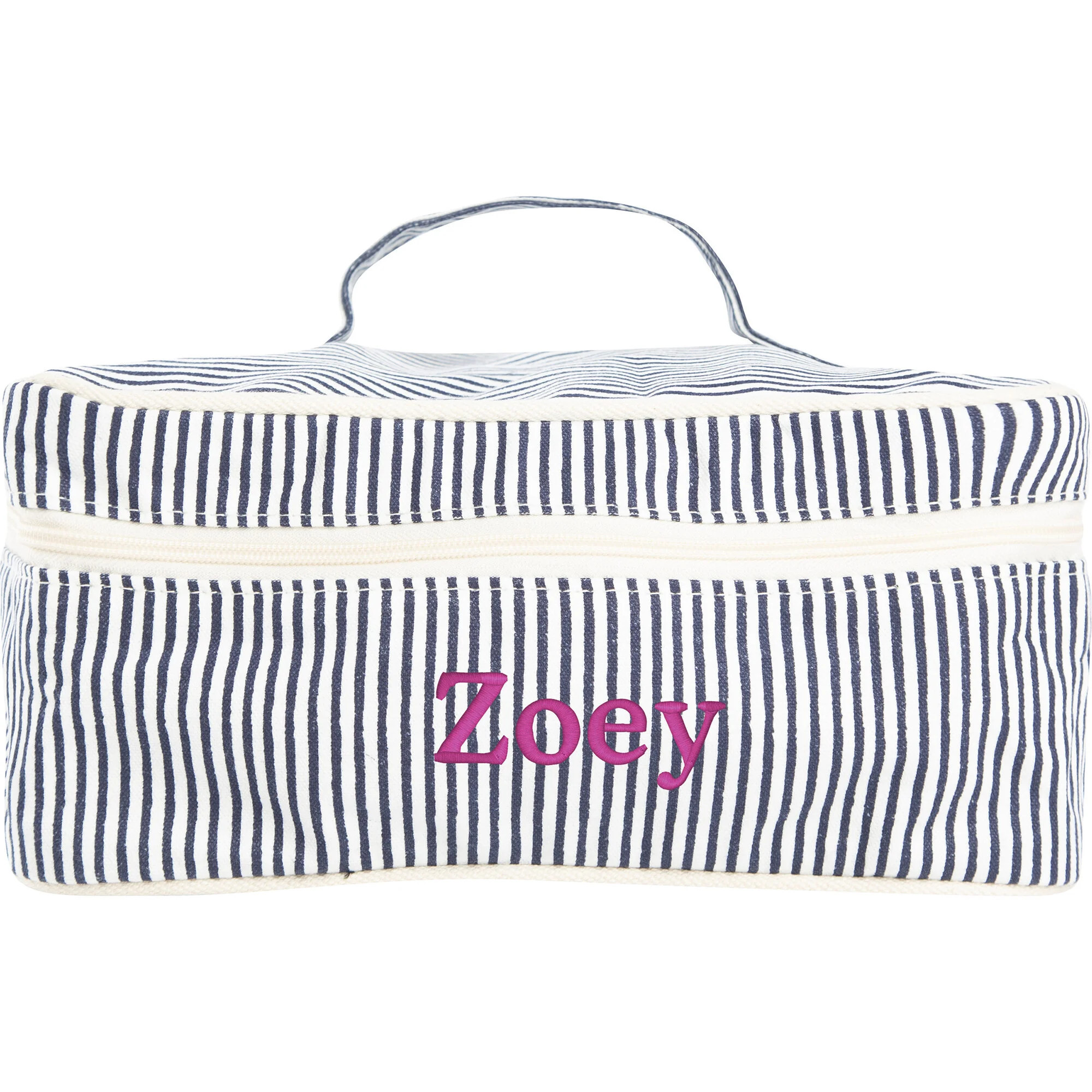 Stripes Train Case, Navy | Maisonette