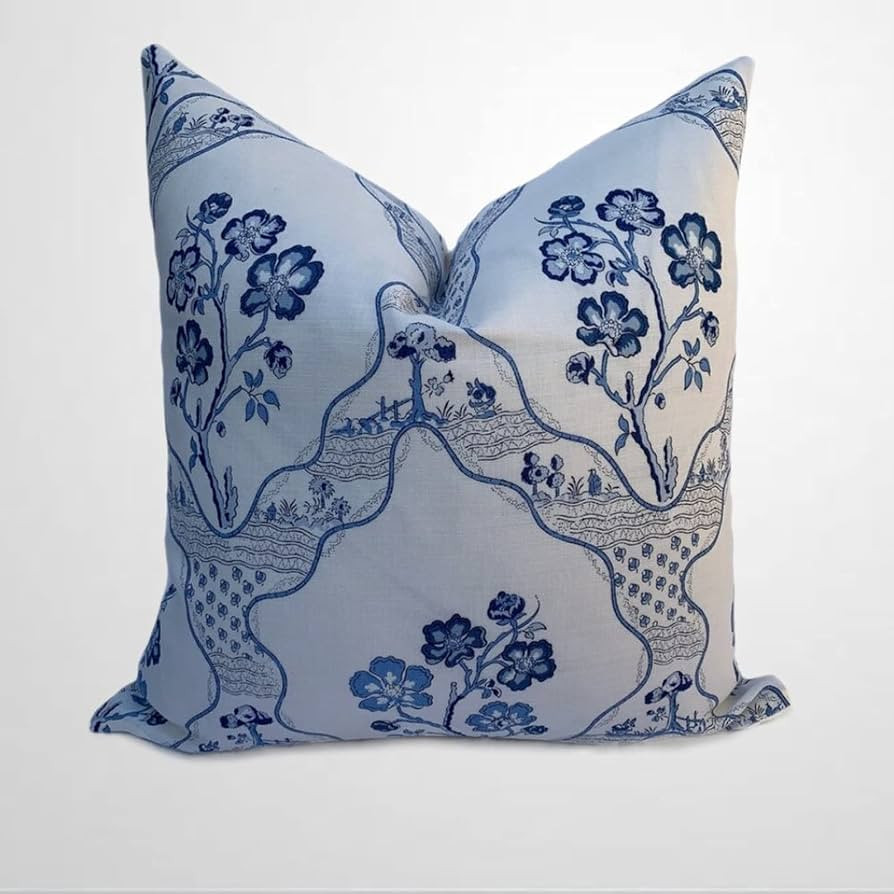 ArogGeld Marella Cushion Cover Blue Floral Pillow Cover Home Decorative Double Side Pillow Farmho... | Amazon (US)