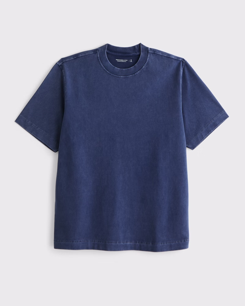 Abercrombie & Fitch Men's Premium Heavyweight 2.0 Tee in Dark Blue Wash - Size M | Abercrombie & Fitch (US)