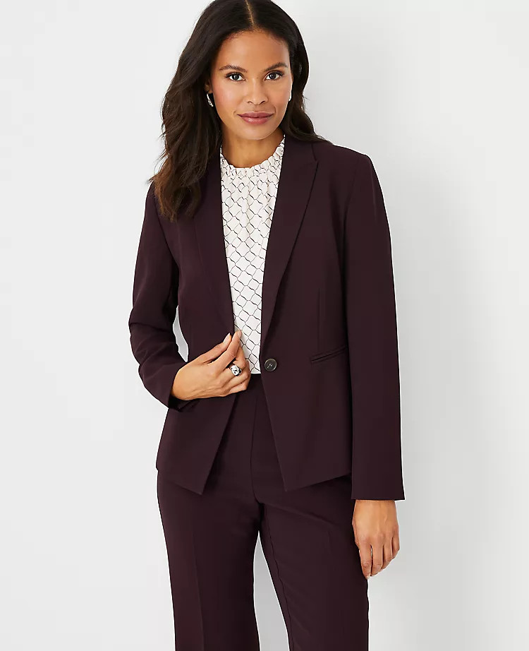 The Petite One Button Blazer in Fluid Crepe | Ann Taylor (US)