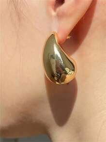 1pair Large Tear Drop Shaped Earrings Suitable For Daily Wear | SHEIN
