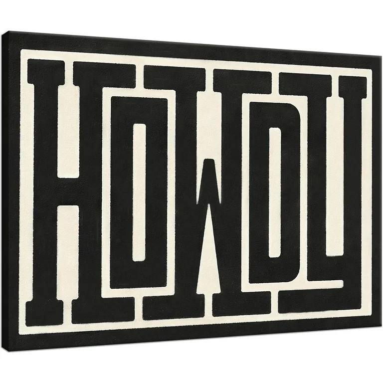 Framed Funky Big Howdy Canvas Wall Art Western Modern Decor Black and White Southwestern Country ... | Walmart (US)