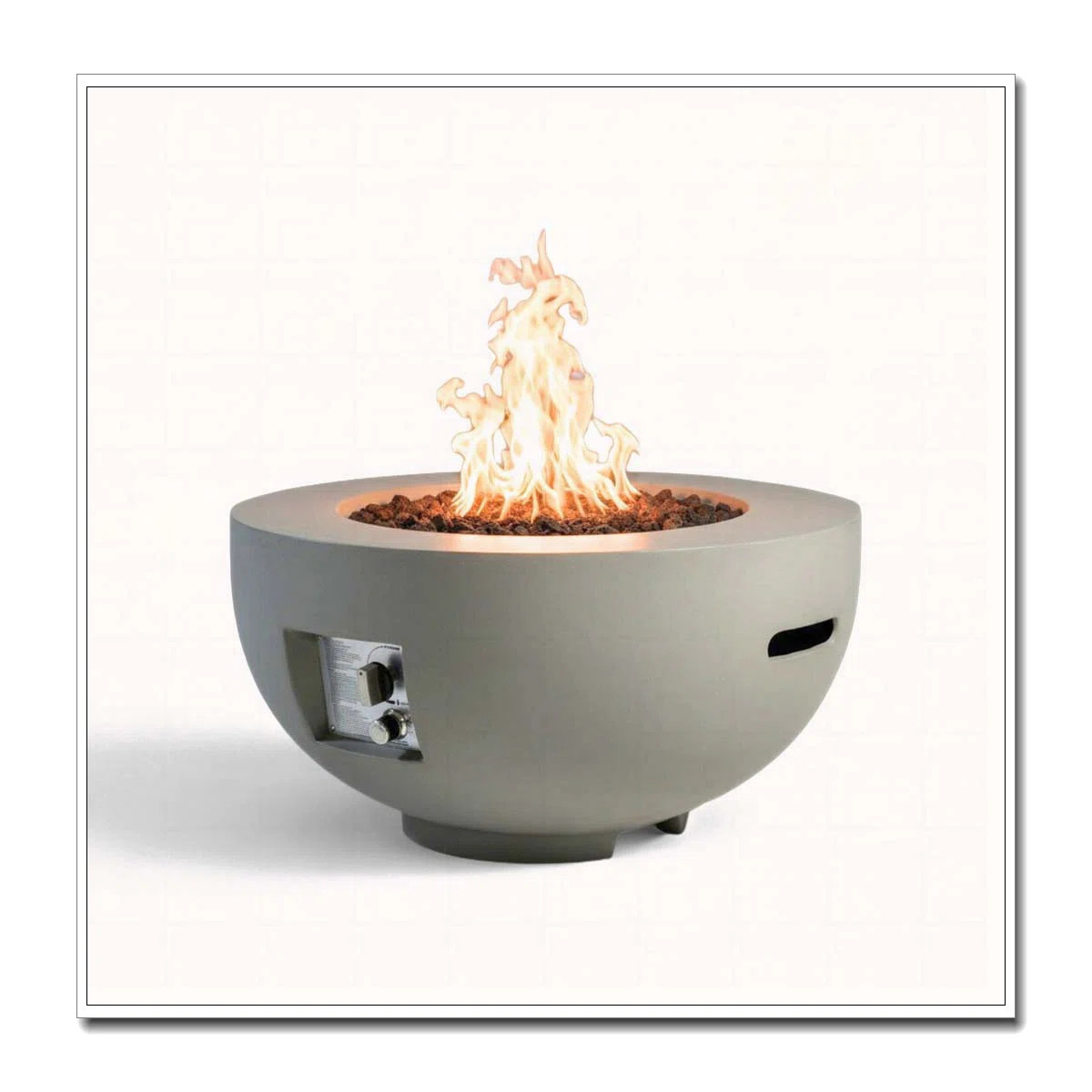 Outdoor Round Propane Fire Pit Table 28-inch,40,000 BTU Fire Pit Bowl,Light Concrete Propane Fire... | Wayfair North America
