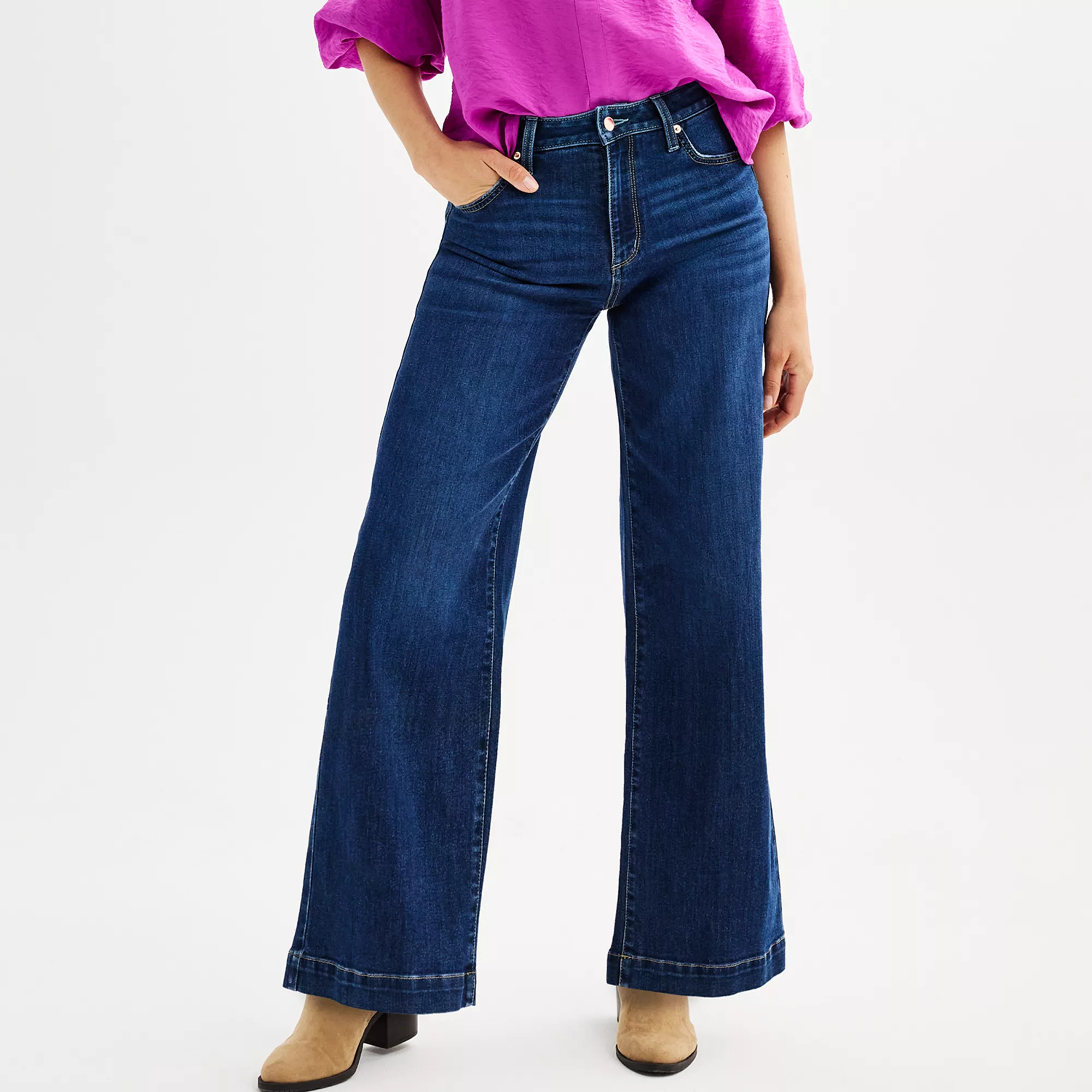Petite Sonoma Goods For Life® Premium High Rise Wide Leg Jeans | Kohl's