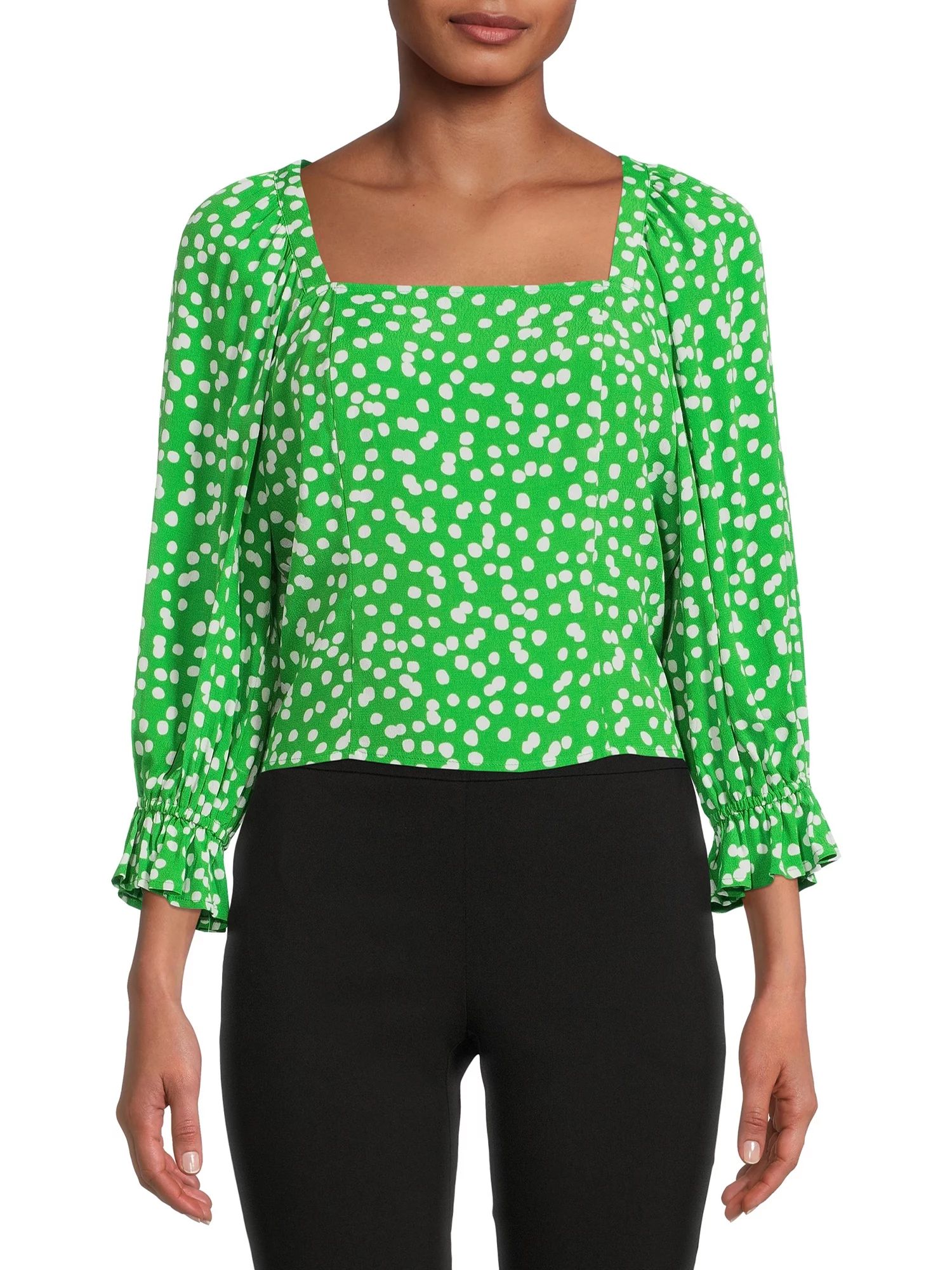The Get Women's Long Sleeve Cropped Top with Tie Back | Walmart (US)